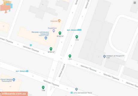 Беклайт B у Дніпро (Дніпропетровськ), 3.14х2.32  вул. Степана Бандери (Шмідта), 17, на світлофорі, рух від Центрального ринку "Озерка" схема