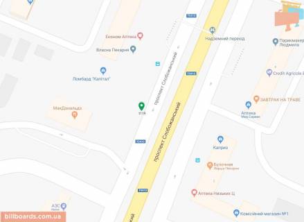 Скроллер A в Днепр (Днепропетровск), 3.14х2.32  Слобожанський (Газети Правда) пр.), 1/А, біля Макдональдз, на зупинці, на світлофорі - 181516 схема