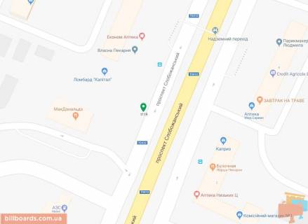 Скроллер A в Днепр (Днепропетровск), 3.14х2.32  Слобожанський (Газети Правда) пр.), 1/А, біля Макдональдз, на зупинці, на світлофорі - 181519 схема