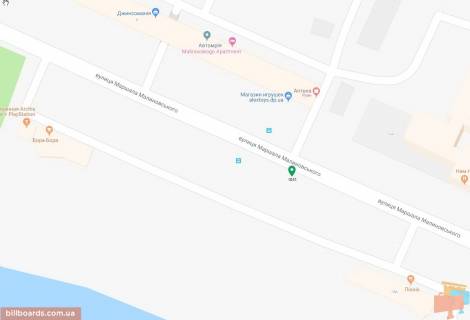 Билборд A в Днепр (Днепропетровск), 6х3  вул. Сонячна Набережна (Маршала Малиновського), навпроти буд. 14, біля світлофора схема