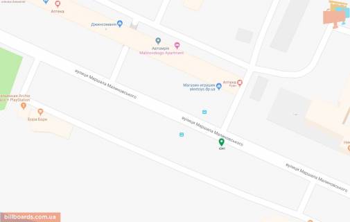 Билборд B в Днепр (Днепропетровск), 6х3  вул. Сонячна Набережна (Маршала Малиновського), навпроти буд. 14, біля світлофора схема