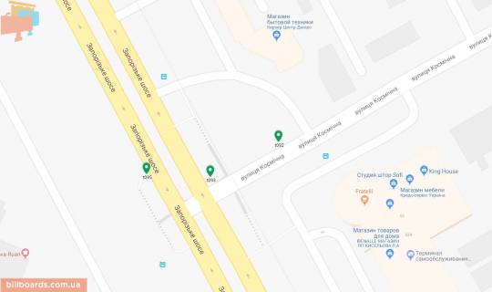 Билборд B в Днепр (Днепропетровск) Космічна вул. - Запорізьке шосе, 31 схема