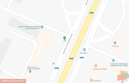 Скроллер A в Днепр (Днепропетровск), 3.14х2.32  Слобожанський (Газети Правда) пр.) в районі буд. №13, біля маг. "EVA", на зупинці, на світлофорі - 181524 схема