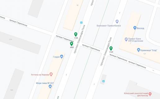 Скроллер A в Днепр (Днепропетровск) Поля пр. (колиш. Кірова пр.), 92 - Гавриленко вул., Рух вгору, на світлофор - 188413 схема