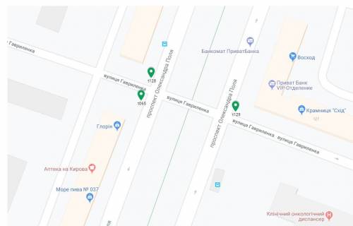 Скролер, Скрол A у Дніпро (Дніпропетровськ) Поля ін. (Кол. Кірова пр.), 92 - Гавриленко вул., Рух вгору, на світлофор - 188415 схема