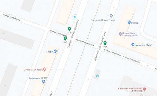 Скролер, Скрол A у Дніпро (Дніпропетровськ) Поля ін. (Кол. Кірова пр.), 92 - Гавриленко вул., Рух вгору, на світлофор - 188416 схема