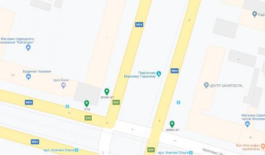 Скроллер A в Днепр (Днепропетровск) Дмитра Яворницького (Карла Маркса) пр.  (колиш. Маркса пр.), 100 - Княгині Ольги (Горького) вул., за перехрестям, на світлофорі, в сторону вокзалу - 188420 схема