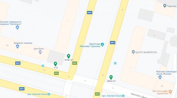 Скроллер A в Днепр (Днепропетровск) Дмитра Яворницького (Карла Маркса) пр.  (колиш. Маркса пр.), 100 - Княгині Ольги (Горького) вул., за перехрестям, на світлофорі, в сторону вокзалу - 188421 схема