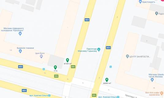 Скроллер A в Днепр (Днепропетровск) Дмитра Яворницького (Карла Маркса) пр.  (колиш. Маркса пр.), 100 - Княгині Ольги (Горького) вул., за перехрестям, на світлофорі, в сторону вокзалу - 188423 схема