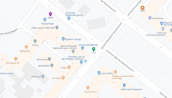Скроллер A в Днепр (Днепропетровск), 3.14х2.32  просп. Дмитра Яворницького (Карла Маркса) - вул. Михайла Грушевського (Карла Лібкнехта), на світлофорі, рух з центру вгору в напрямку просп. Богдана Хмельницького (Героїв Сталінграда) - 181505 схема