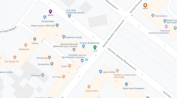Скроллер A в Днепр (Днепропетровск), 3.14х2.32  просп. Дмитра Яворницького (Карла Маркса) - вул. Михайла Грушевського (Карла Лібкнехта), на світлофорі, рух з центру вгору в напрямку просп. Богдана Хмельницького (Героїв Сталінграда) - 181509 схема