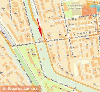 Билборд  в Каменское (Днепродзержинск) Аношкина пр. / Шевченко пр. (бывш. Сыровца ул.), левый схема