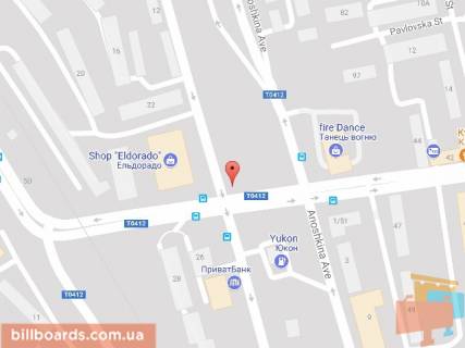 Billboard A in Kam'yanske (Dniprodzerzhinsk), 6х3  prosp. Tarasa Sevcenka - prosp. Anoskina(2), napramok z novogo mostu scheme