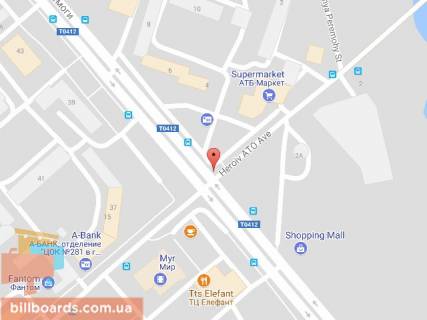 Билборд A в Каменское (Днепродзержинск), 6х3  просп. Перемоги - просп. Героїв АТО(2), напрямок руху до АТБ, біля світлофора схема