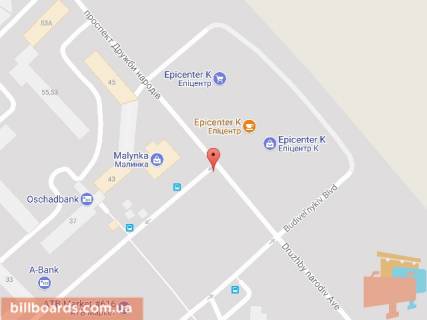 Билборд A в Каменское (Днепродзержинск), 6х3  просп. Дружби Народів, навпроти гіпермаркету "Епіцентр"(2), біля світлофора схема