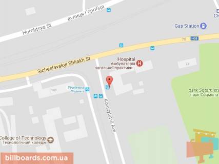 Билборд B в Каменское (Днепродзержинск), 6х3  просп. Конституції, в районі поліклініки, напрямок до соцміста схема