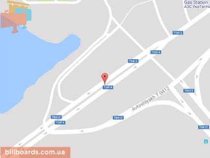 Билборд A в Каменское (Днепродзержинск), 6х3  Єлізаветівська траса (на розділовій смузі в районі мостового перехіду), напрямок до виїзду на новий міст схема