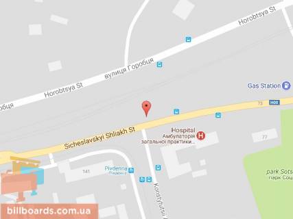 Билборд B в Каменское (Днепродзержинск), 6х3  просп. Конституції - вул.Січеславський шлях (вул.Дніпропетровська), рух до виїзду з міста, біля світлофора схема