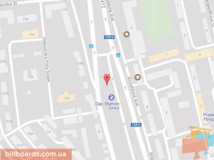 Билборд A в Каменское (Днепродзержинск), 6х3  Відродження пр. (колиш. Аношкіна пр.) , 121 (транспортна розв'язка), з'їзд з мосту в напрямку центру схема
