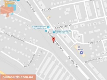 Билборд B в Каменское (Днепродзержинск), 6х3  просп. Ювілейний, навпроти буд. №25, рух до центру схема