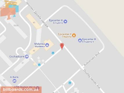 Билборд B в Каменское (Днепродзержинск), 6х3  просп. Дружби Народів, навпроти гіпермаркету "Епіцентр"(4) схема