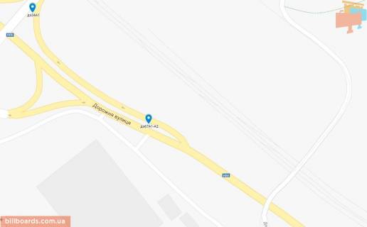 Билборд A в Каменское (Днепродзержинск), 6х3  авторозв'язка вул.Січеславський шлях (вул.Дніпропетровська) - вул. Дорожня - просп. Ювілейний, напрямок до станція Запоріжжя-Кам'янське (Баглій) схема