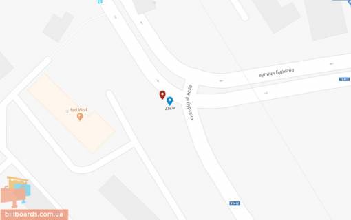 Билборд A в Каменское (Днепродзержинск) Бурхана вул. - Єрмака вул., 13 схема