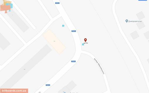Билборд A в Каменское (Днепродзержинск), 6х3  вул. Бурхана - вул. Михайла Грушевського, рух до центру схема