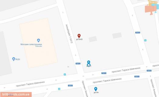 Билборд B в Каменское (Днепродзержинск) Аношкина пр., 24, напротив схема