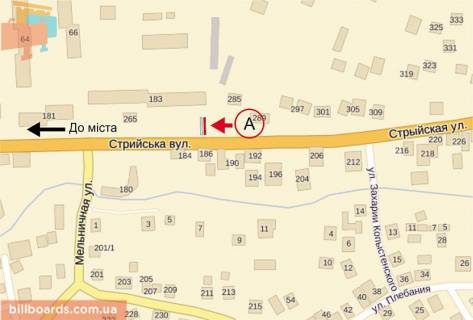 Билборд A в Дрогобыче Стрийська вул., 169 схема