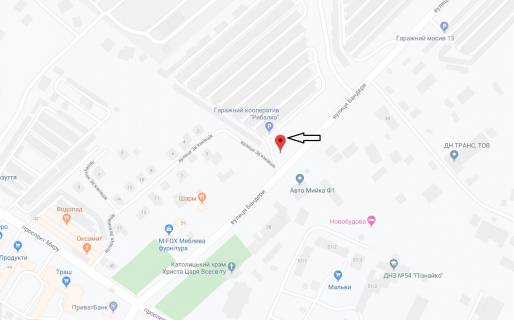 Билборд A в Хмельницком, 3х6  вул.Степана Бандери (Маршала Рибалка) (гараж.масив) схема