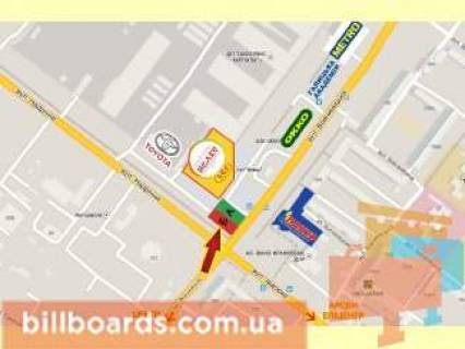 Билборд B в Ивано-Франковске Вовчинецька (Гагаріна) вул. - Надрічна вул., біля ТРЦ "Велес", на світлофорі, нижній, з центру схема