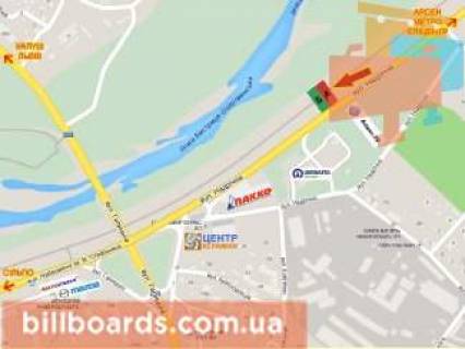 Билборд A в Ивано-Франковске, 3х6  Надрічна, 4а      новий міст                 тільки 2 сторони разом схема