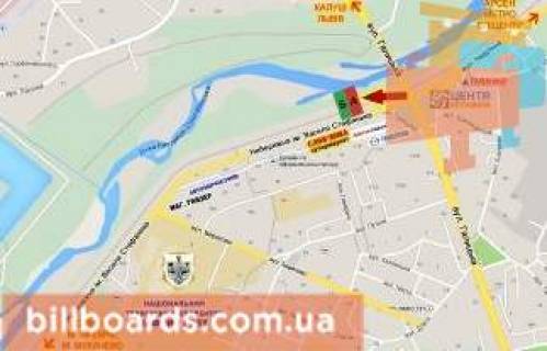 Билборд A в Ивано-Франковске Набережна вул. - вул. Галицька схема