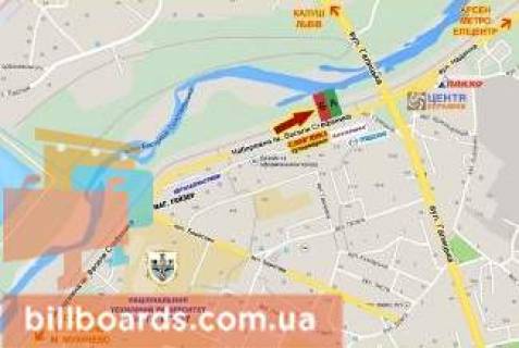 Билборд B в Ивано-Франковске Набережна вул. - вул. Галицька схема