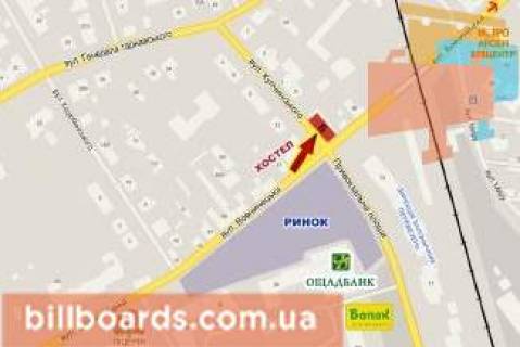 Билборд B в Ивано-Франковске Вовчинецька (Гагаріна) вул. - Привокзальна вул., лівий схема