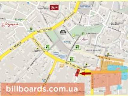 Билборд B в Ивано-Франковске Січових Стрільців вул., верхній схема