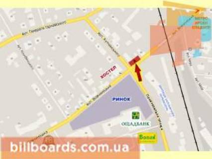 Билборд A в Ивано-Франковске Привокзальна вул. - Вовчинецька (Гагаріна) вул., правий схема