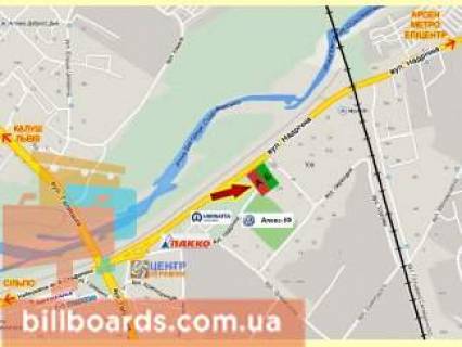 Билборд A в Ивано-Франковске, 3х6  Надрічна   новий міст                 тільки 2 сторони разом схема