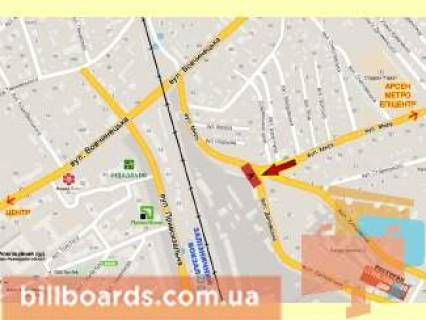 Білборд, Бігборд (Борд)  A у Івано-Франківську Деповська вул. - вул. Миру, середній схема