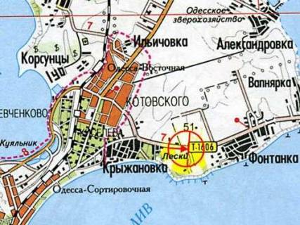 Билборд + в Одессе, 3x6  Південна дорога - Центральна вул., Зелений мис, з центру схема