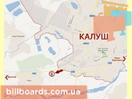 Білборд, Бігборд (Борд)  B у Калуші В'їзд з боку Долини, правий схема
