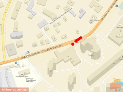 Billboard B in Kharkiv, 3x6  Gol'dbergivs'ka st. (kol. 1-oi Kinnoi armii st.), 13A, supermarket "Tavria V", v bik Grekivs'koi st. scheme