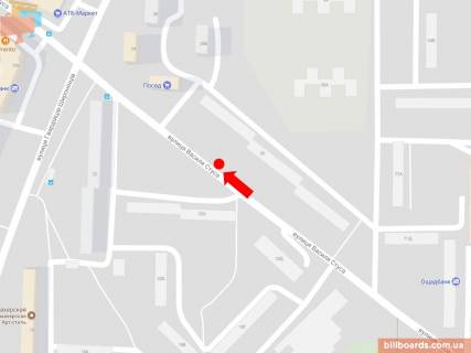 Билборд A в Харькове, 3x6  Василя Стуса вул. (Механізаторська). / Гвардійців-Широнінців вул., 26, в бік Павлова вул. схема