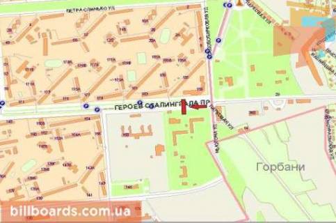 Билборд B в Харькове просп. Байрона (Героїв Сталінграда). - Ньютона вул. схема