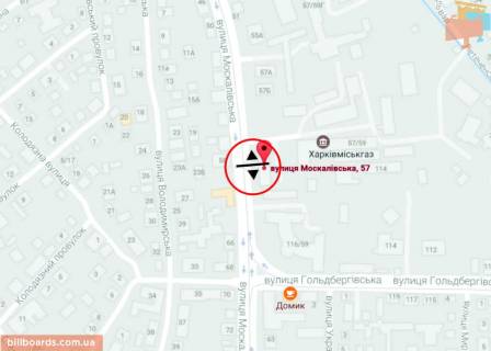 Билборд B в Харькове Москалевська вул. (колиш. Жовтневої Революції вул.), 59 схема
