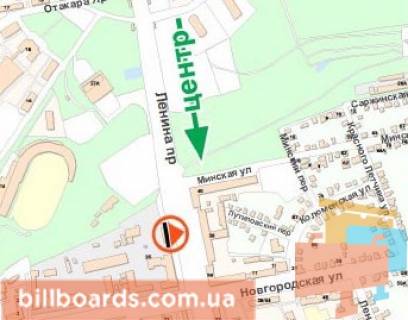 Billboard A in Kharkiv Nauki av. (kolis. Lenina av.) / Mins'ka st., 25, No4 scheme