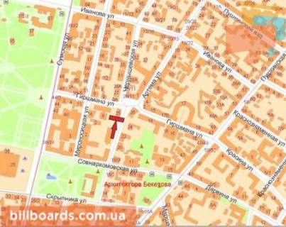 Билборд A в Харькове Чернишевська вул., 25, нижній схема