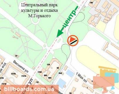Білборд, Бігборд (Борд)  B у Харкові 1-го Травня пл., Іподром, з центру, лівий схема
