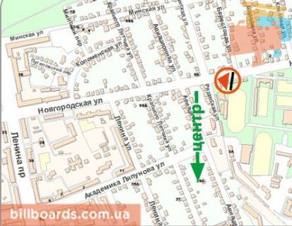 Билборд A в Харькове Новгородська вул., 76 / Берестова вул. схема